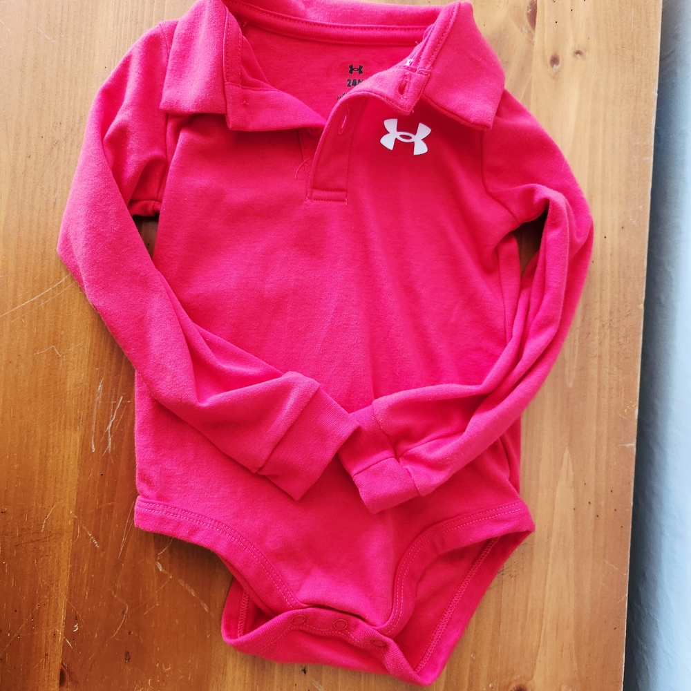 Under Armour 24m Red Long-Sleeve Polo  Onsie